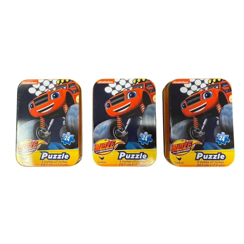 Blaze Monster Machines Puzzle Lot 3 Sealed Tin 24pc Kids Travel Nickelodeon